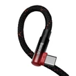 Kép 3/6 - Baseus Elbow USB-USB-C 100W 2m-es szögletes kábel (fekete-piros)
