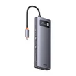 Kép 4/6 - Baseus Metal Gleam Series 9 az 1-ben hub, USB-C - 32x USB 3.0 + 2x HDMI + USB 2.0 + USB-C PD + Ethernet RJ45 + microSD/SD