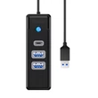 Kép 1/2 - Orico Hub adapter USB 2x USB 3.0 + USB-C, 5 Gbps, 0,15m (fekete)