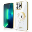 Kép 2/7 - Kingxbar Moon sorozatú luxus tok Swarovski kristályokkal iPhone 13 Pro arany (Butterfly)