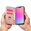 Kép 8/8 - Mágneses kártya tok iPhone 13 tok kártya pénztárca kártya állvány rózsaszín