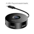Kép 5/6 - Baseus Multi HUB Round Box USB-C to 1x USB3.0 + 3x USB2.0 Fekete (CAHUB-G01)