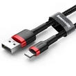 Kép 2/2 - Baseus Lightning Cafule iPhone Adat- és töltőkábel 2.4A 0.5m Piros + Fekete (CALKLF-A19)