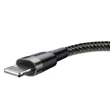 Kép 1/6 - Baseus Lightning Cafule iPhone Adat- és töltőkábel 2.4A 0.5m Szürke + Fekete (CALKLF-AG1)