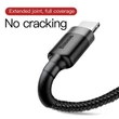 Kép 3/6 - Baseus Lightning Cafule iPhone Adat- és töltőkábel 2.4A 0.5m Szürke + Fekete (CALKLF-AG1)