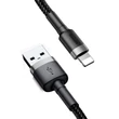 Kép 2/2 - Baseus Lightning Cafule iPhone Adat- és töltőkábel 2.4A 1m Szürke + Fekete (CALKLF-BG1)