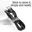 Kép 3/6 - Baseus Lightning Cafule iPhone Adat- és töltőkábel 1.5A 2m Szürke + Fekete (CALKLF-CG1)