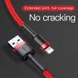 Kép 6/6 - Baseus Lightning Cafule iPhone Adat- és töltőkábel 2A 3m Piros + Piros (CALKLF-R09)