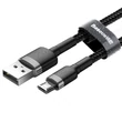 Kép 2/6 - Baseus Micro USB Cafule Adat- és töltőkábel 2.4A 1m Szürke + Fekete (CAMKLF-BG1)