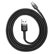 Kép 6/6 - Baseus Micro USB Cafule Adat- és töltőkábel 2.4A 1m Szürke + Fekete (CAMKLF-BG1)