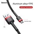 Kép 4/6 - Baseus Micro USB Cafule Adat- és töltőkábel 1.5A 2m Piros + Fekete (CAMKLF-C91)