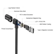 Kép 3/4 - Baseus Magnet Mágneses Type-C USB C MacBook Kábel 4.3A 1.5m Fekete (CATBL-01)