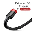 Kép 5/6 - Baseus Type-C USB C Cafule Adat- és töltőkábel 2A 3m Piros + Fekete (CATKLF-U91)