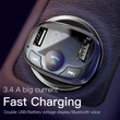 Kép 5/6 - Baseus T-Typed Bluetooth FM Transmitter + Autós 2xUSB töltő LED képernyővel Fekete (CCTM-01)