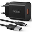 Kép 1/7 - Choetech Q5003 18W QC 3.0 Gyorstöltő Hálózati fali töltő adapter + USB-C kábel