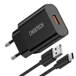 Kép 2/7 - Choetech Q5003 18W QC 3.0 Gyorstöltő Hálózati fali töltő adapter + USB-C kábel