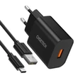 Kép 3/7 - Choetech Q5003 18W QC 3.0 Gyorstöltő Hálózati fali töltő adapter + USB-C kábel