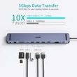 Kép 6/7 - Choetech HUB-M20 11 in 1 USB Type C Hub Adapter USB C PD 100W 4K HDMI VGA 3x USB 3.0 3.5mm Audio RJ45 Ethernet SD/TF kártyaolvasó