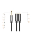 Kép 2/6 - Ugreen 3.5mm mini jack AUX elosztó adapter kábel 20cm - Ezüst (10532)