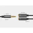 Kép 4/6 - Ugreen 3.5mm mini jack AUX elosztó adapter kábel mikrofon csatlakozóval 20cm - Fekete (AV141 30620)