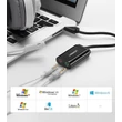 Kép 2/6 - Ugreen külső USB hangkártya 3.5mm mini jack hangerőszabályzóval 15cm - Fekete (30724)