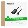 Kép 6/6 - Ugreen külső USB hangkártya 3.5mm mini jack hangerőszabályzóval 15cm - Fekete (30724)