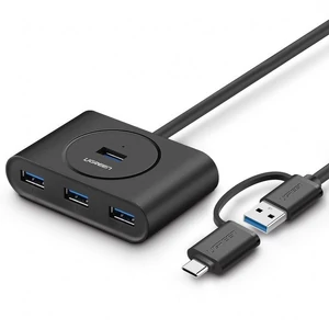 UGREEN HUB USB 3.0 + USB-C 3.1 4 portos OTG (fekete)