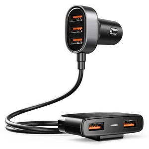 Joyroom intelligens autós töltő 5x USB, 6,2 A, hosszabbítóval, fekete (JR-CL03)