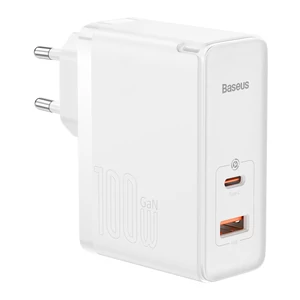 Baseus GaN5 Pro Fast univerzális GaN USB töltő Type C / USB, 100W, PD3.0, QC4.0+, AFC, fehér (CCGP090202)