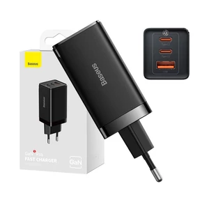 Baseus GaN5 Pro fali töltő 2xUSB-C + USB, 65W (fekete)