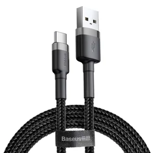 Baseus Type-C USB C Cafule Adat- és töltőkábel 3A 1m Szürke + Fekete (CATKLF-BG1)