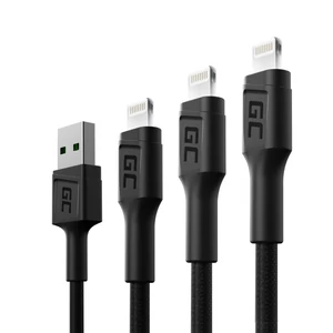 Green Cell 3x Adat és töltőkábel GC Ray USB - Lightning 30cm, 120cm, 200cm iPhone, iPad, iPod, fehér LED gyorstöltés