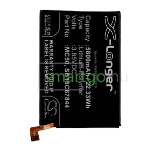 VHBW Telefon akkumulátor akku Motorola MC50, SB18C87844 - 5800mAh, 3.85V, Li-polymer