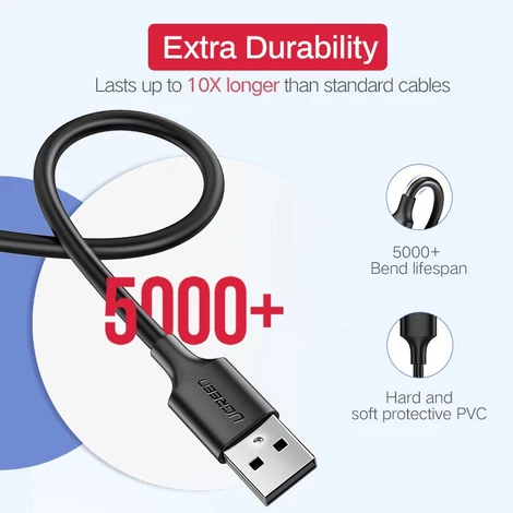 USB-Mikro USB kábel UGREEN QC 3.0 2.4A 1.5m (fehér)