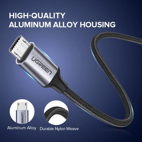 USB-Mikro USB kábel UGREEN QC 3.0 2.4A 1.5m (fehér)