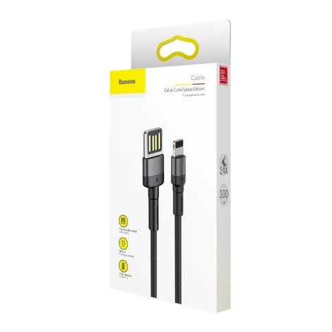 4A 1 m-es Lightning USB-kábel (kétoldalas) (szürke-fekete)