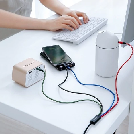 Baseus Fast 4 az 1-ben USB-kábel 2xUSB-C / Lightning / Micro 3