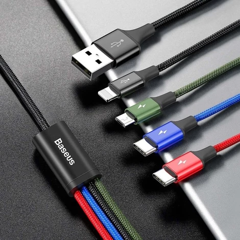 Baseus Fast 4 az 1-ben USB-kábel 2xUSB-C / Lightning / Micro 3