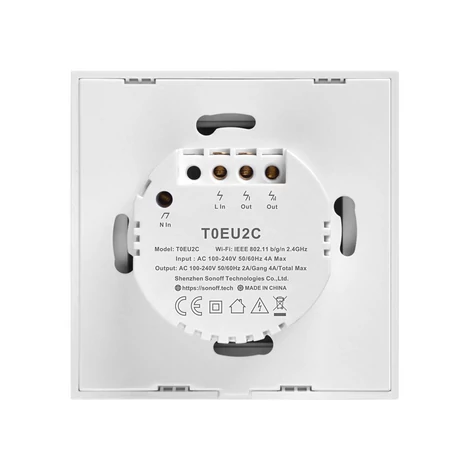 Sonoff Érintőképernyős kapcsoló WiFi T0 EU TX (2 csatornás)