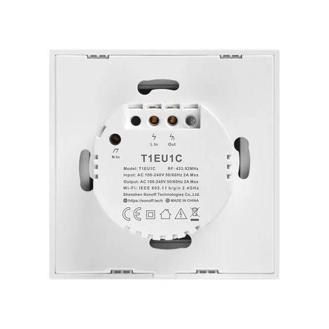 Sonoff Érintőképernyős kapcsoló WiFi + RF 433 T1 EU TX (2 csatornás)