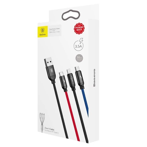 Baseus 3 az 1-ben USB-C / Lightning / Micro USB kábel 3
