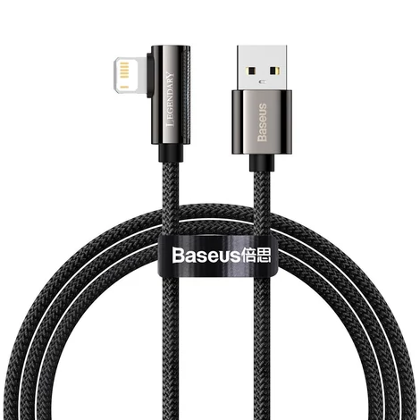 Baseus Legend Series Lightning derékszögű USB-kábel, 2,4A, 1 m (fekete)