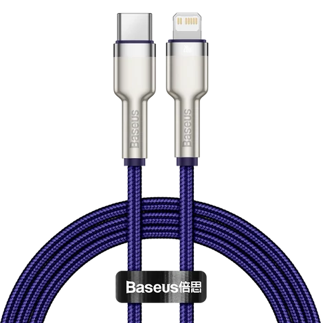 USB-C kábel a Lightning Baseus Cafule-hez, PD, 20 W, 1 m (lila)