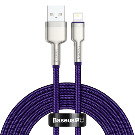USB-kábel a Lightning Baseus Cafule-hez, 2,4A, 2m (ibolya)