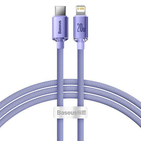 Baseus Crystal Shine USB-C kábel a Lightninghez, 20W, PD, 1.2m (lila)