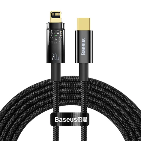 Baseus Explorer USB-C-Lightning kábel, 20W, 2m (fekete)