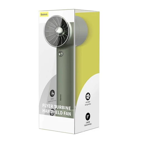 Baseus Flyer Turbine hordozható kézi ventilátor + USB-C kábel (zöld)