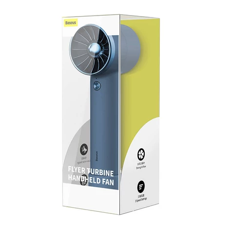 Baseus Flyer Turbine hordozható kézi ventilátor + USB-C kábel (kék)