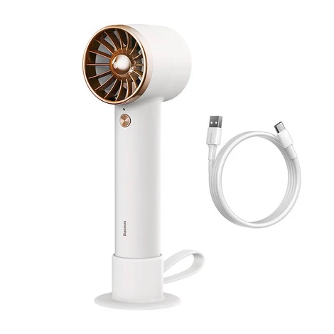 Baseus Flyer Turbine hordozható kézi ventilátor + USB-C kábel (fehér)