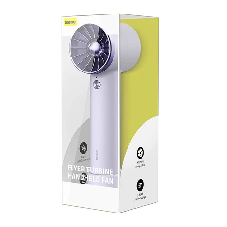 Baseus Flyer Turbine hordozható kézi ventilátor + Lightning kábel (lila)